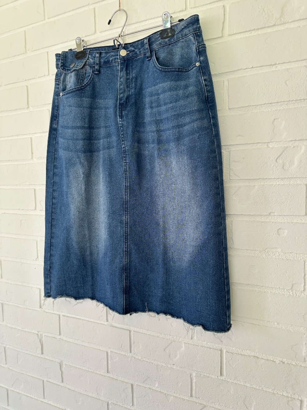 Allegra K Midi Jean Skirt Large